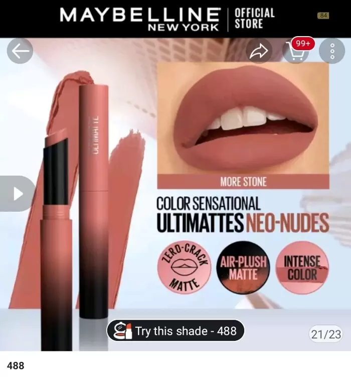 PHP 249 Maybelline Ultimatte Lipstick in Shade 488 More Stone on