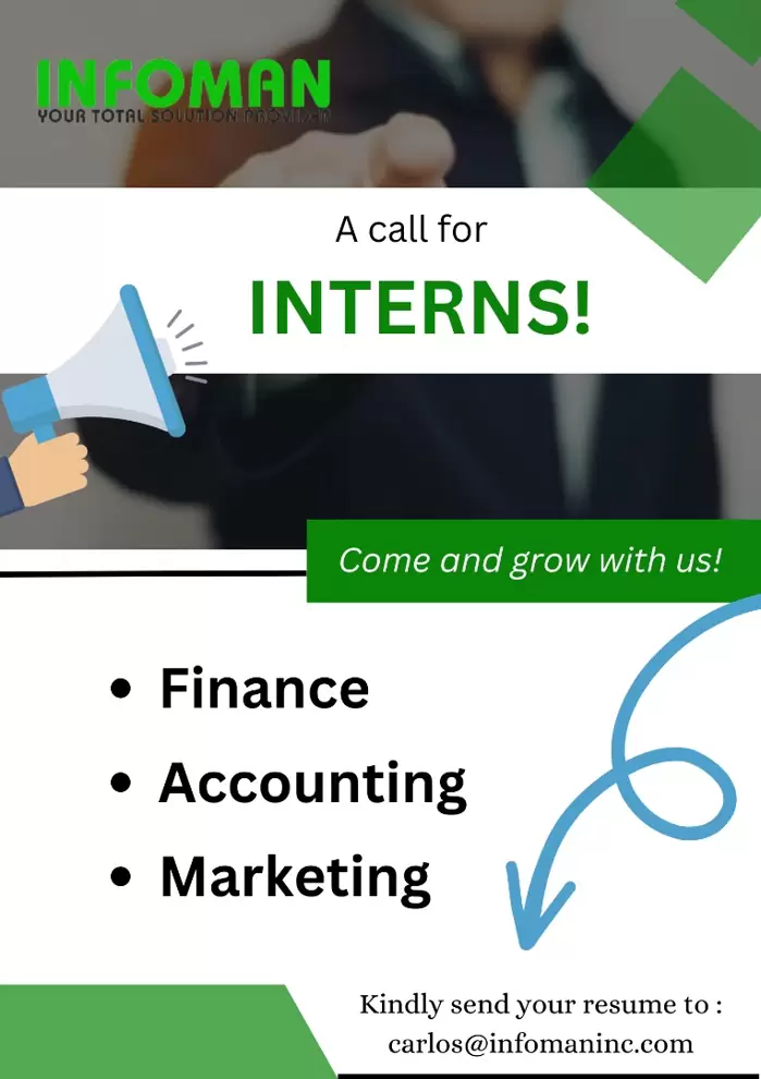 Internship / OJT for Finance, Accounting and Marketing on