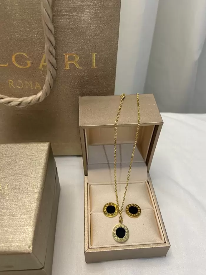 PHP 1,250 Bulgari earrings and necklace bundle set gold plated on