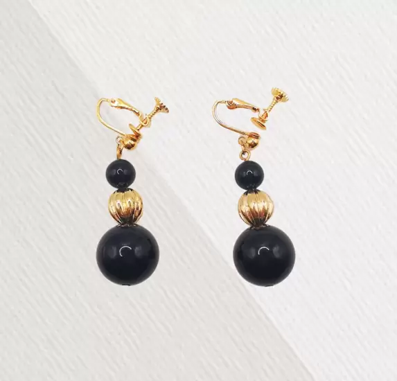 PHP 950 Vintage Black and Gold dangling earrings on